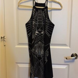 Forever 21 Black and Silver Geometric Mini Dress